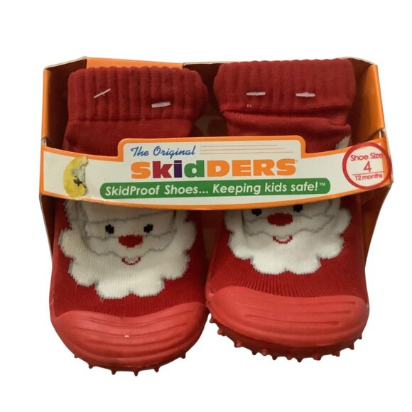 The Original Skidders SkidProof Shoes Santa Design Kids 12 Month Size 4 - Picture 1 of 3